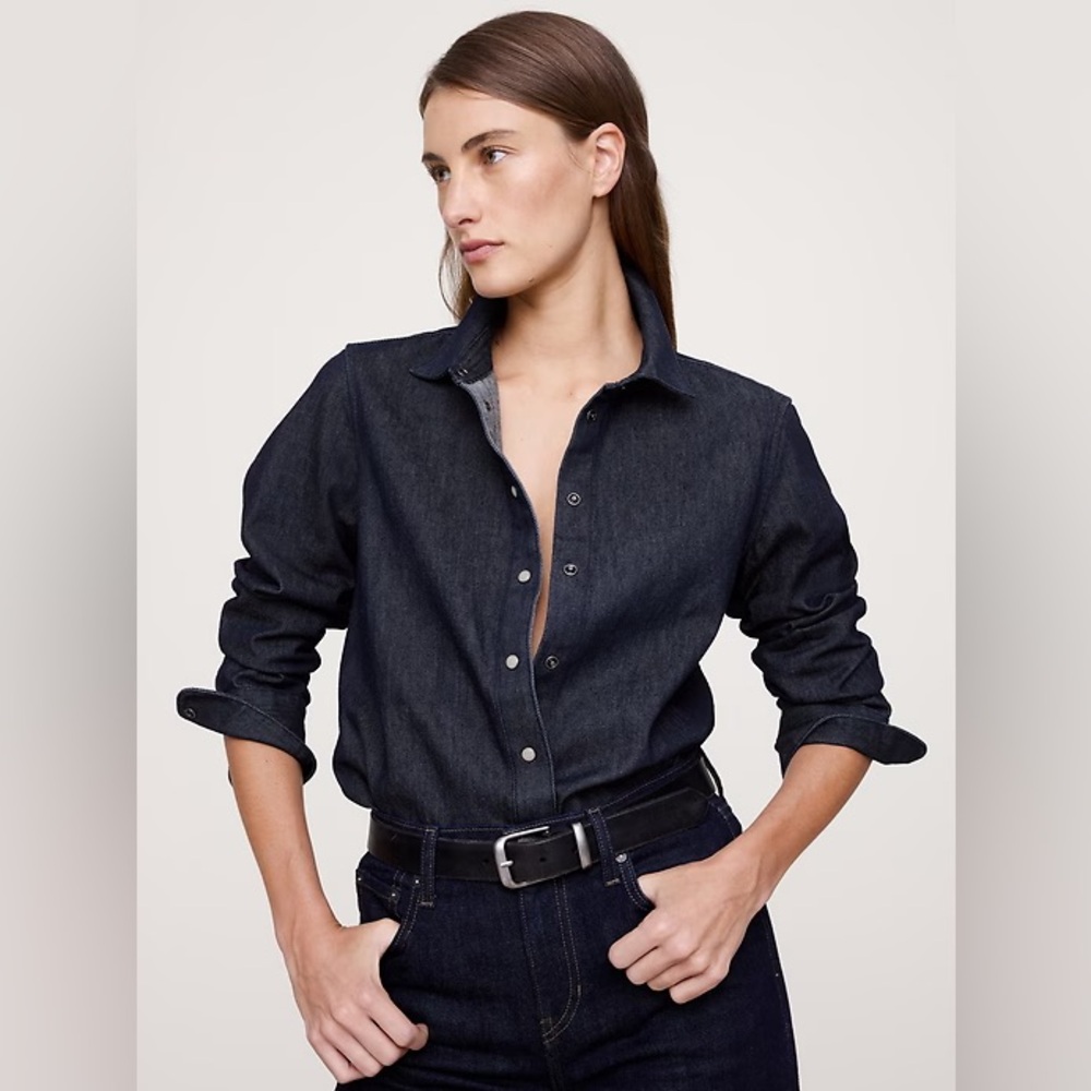 Banana Republic Dark Indigo Denim Button-Down Shirt